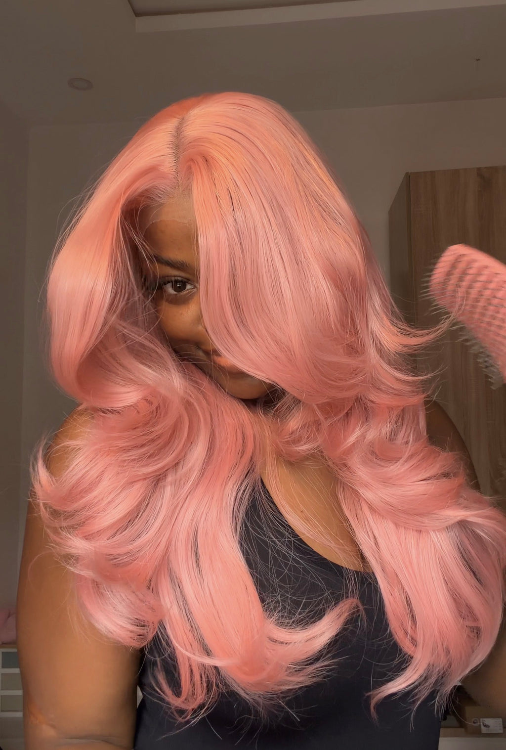 Feather Layers Pink with Illusion HD lace
