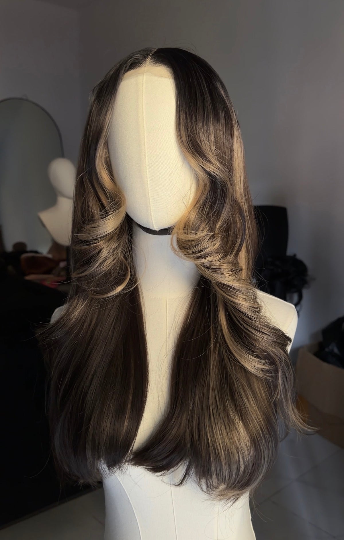 Brown Highlight Soft wavy with Illusion HD lace