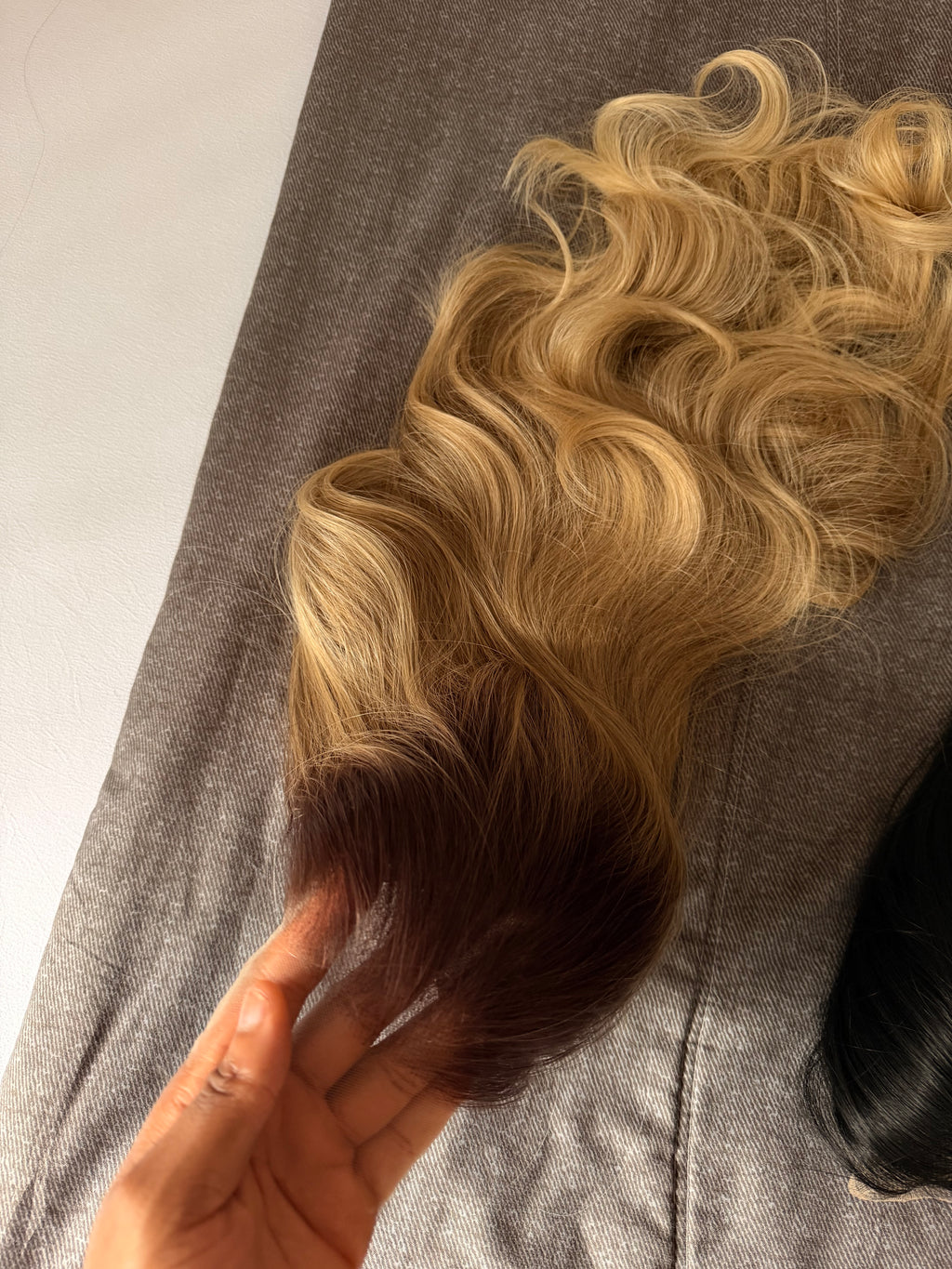 7*5 Closure Lush curls Blonde with illusion HD lace