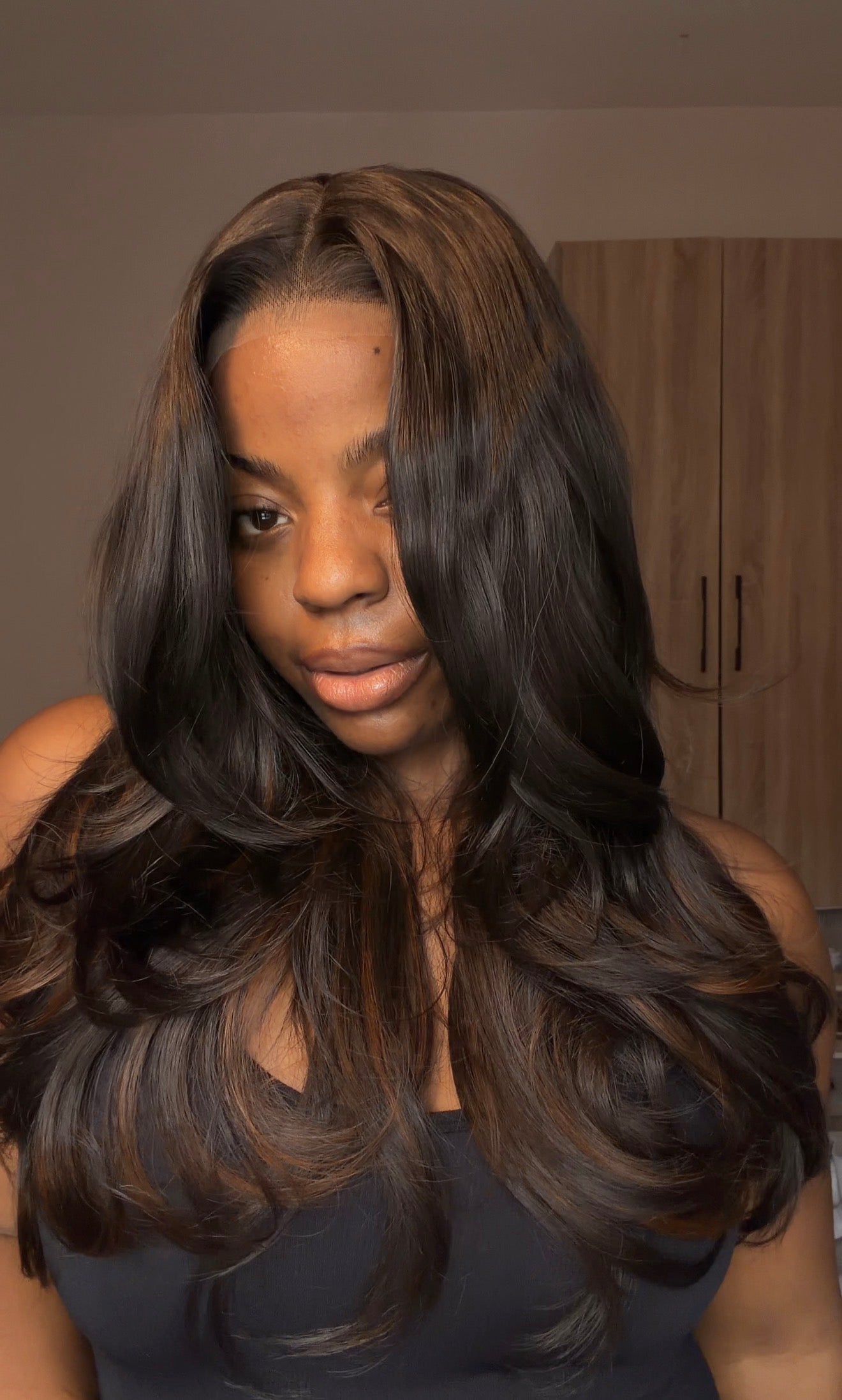 Feather Layers BLACK BROWN highlight with Illusion HD lace