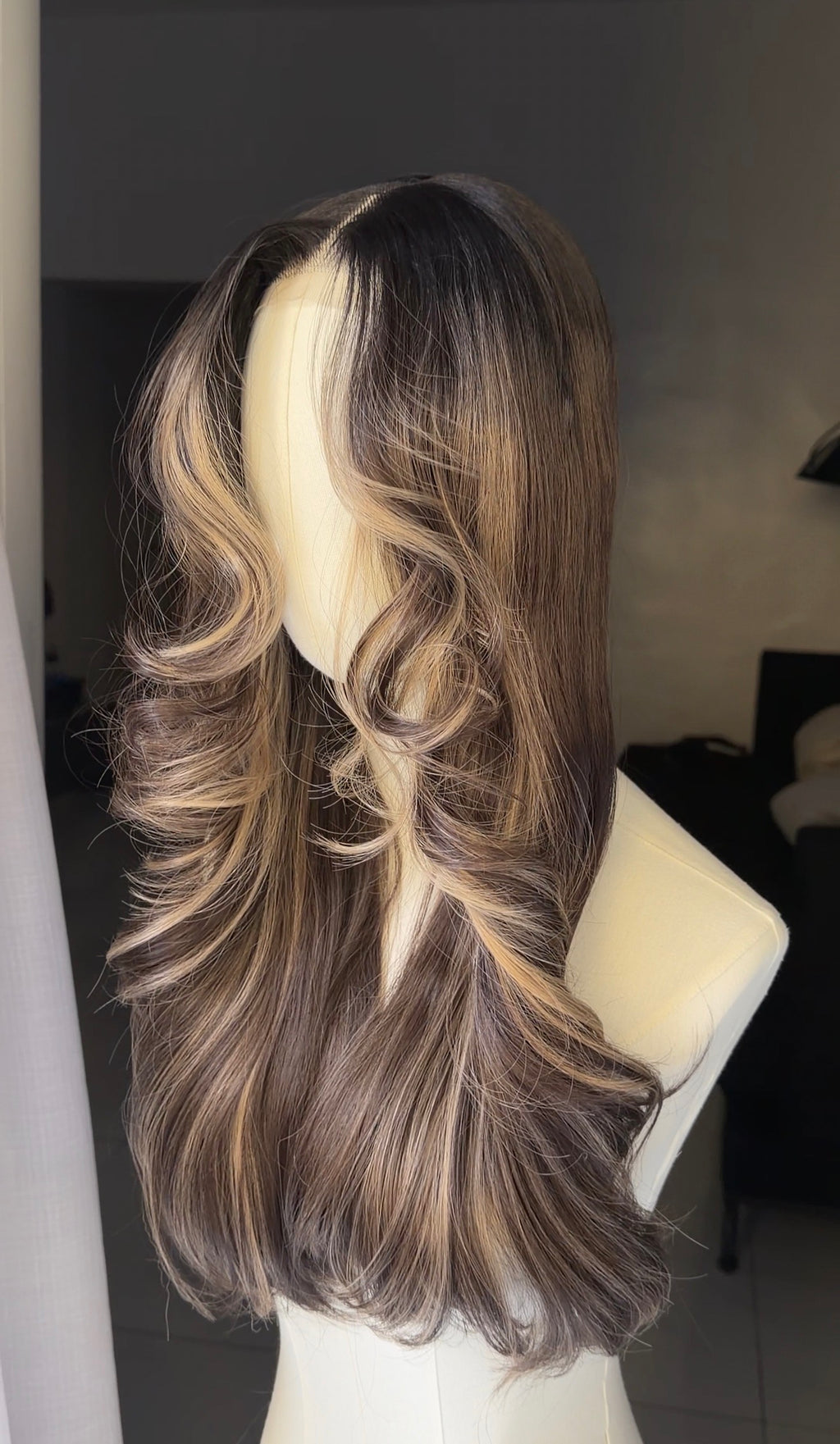 Brown Highlight Soft wavy with Illusion HD lace
