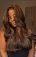 Feather Layers Dark Brown highlight with Illusion HD lace