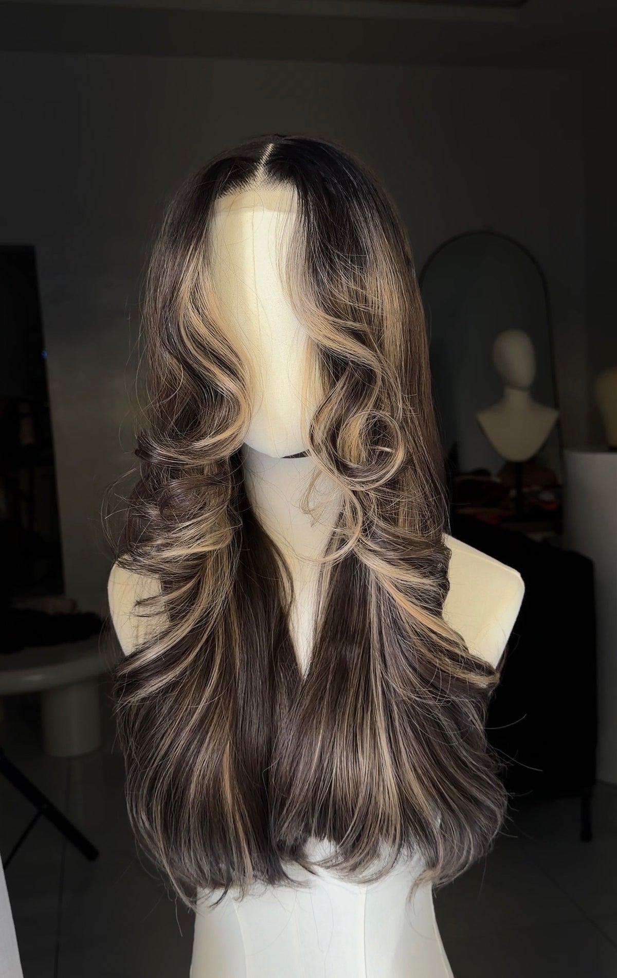 Brown Highlight Soft wavy with Illusion HD lace