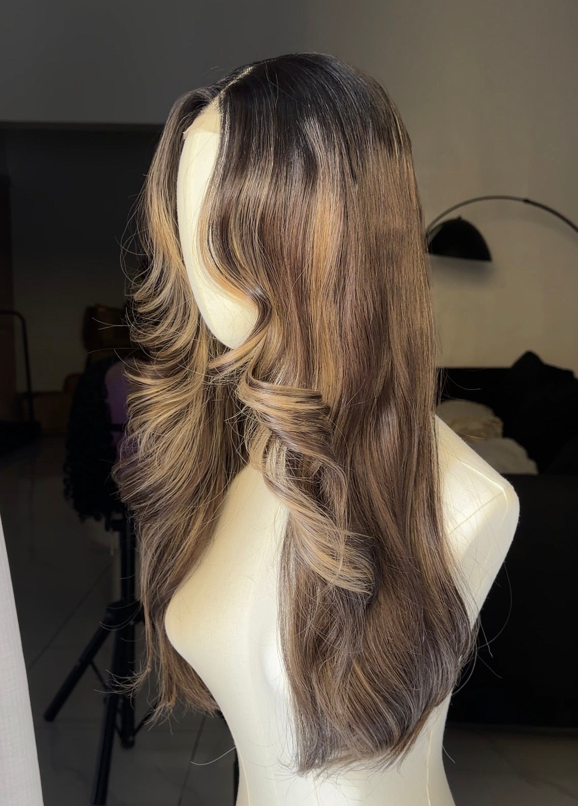 Brown Highlight Soft wavy with Illusion HD lace