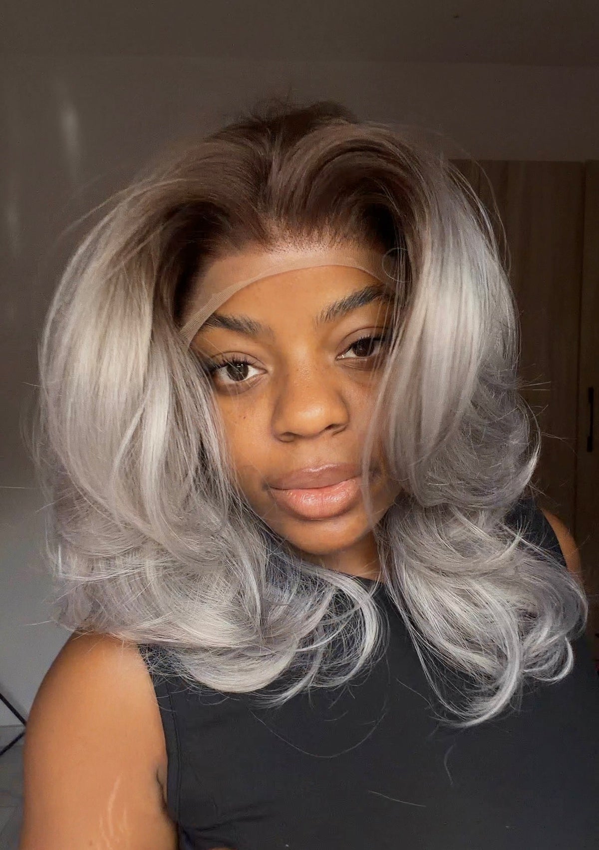 Grey Flip Bob with illusion HD Lace