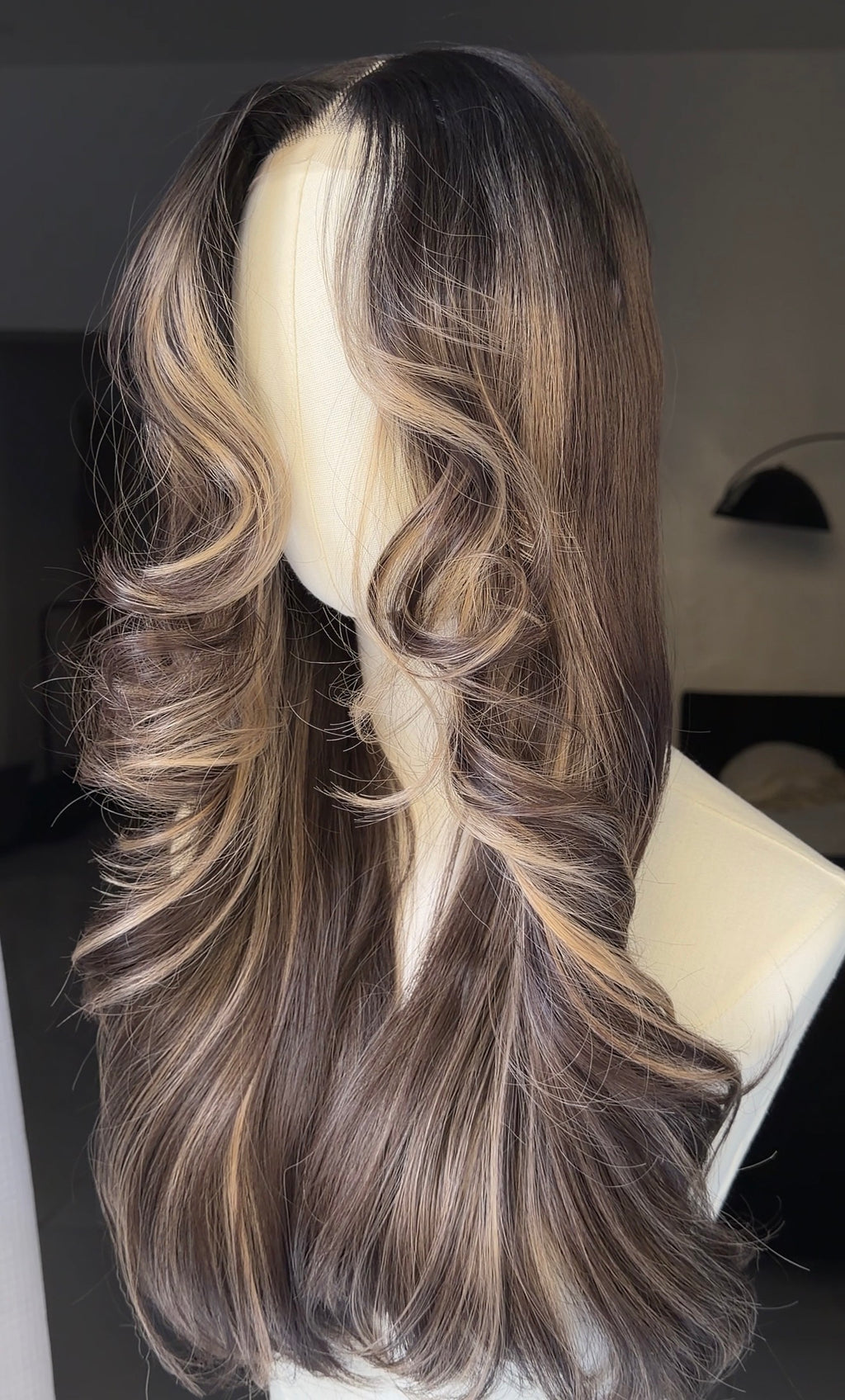 Brown Highlight Soft wavy with Illusion HD lace