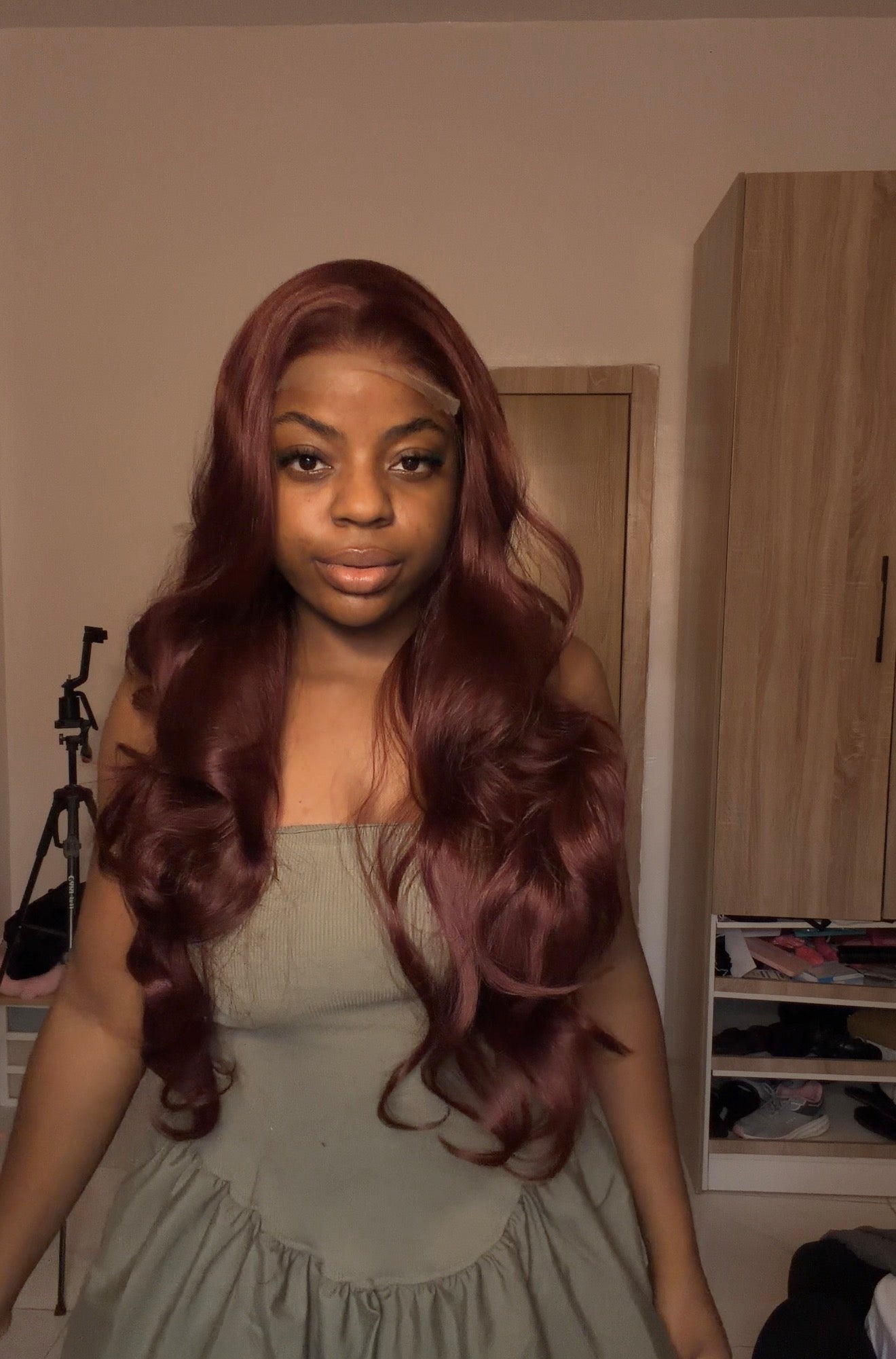 7.5 Closure Lush curls Wine red with illusion HD lace