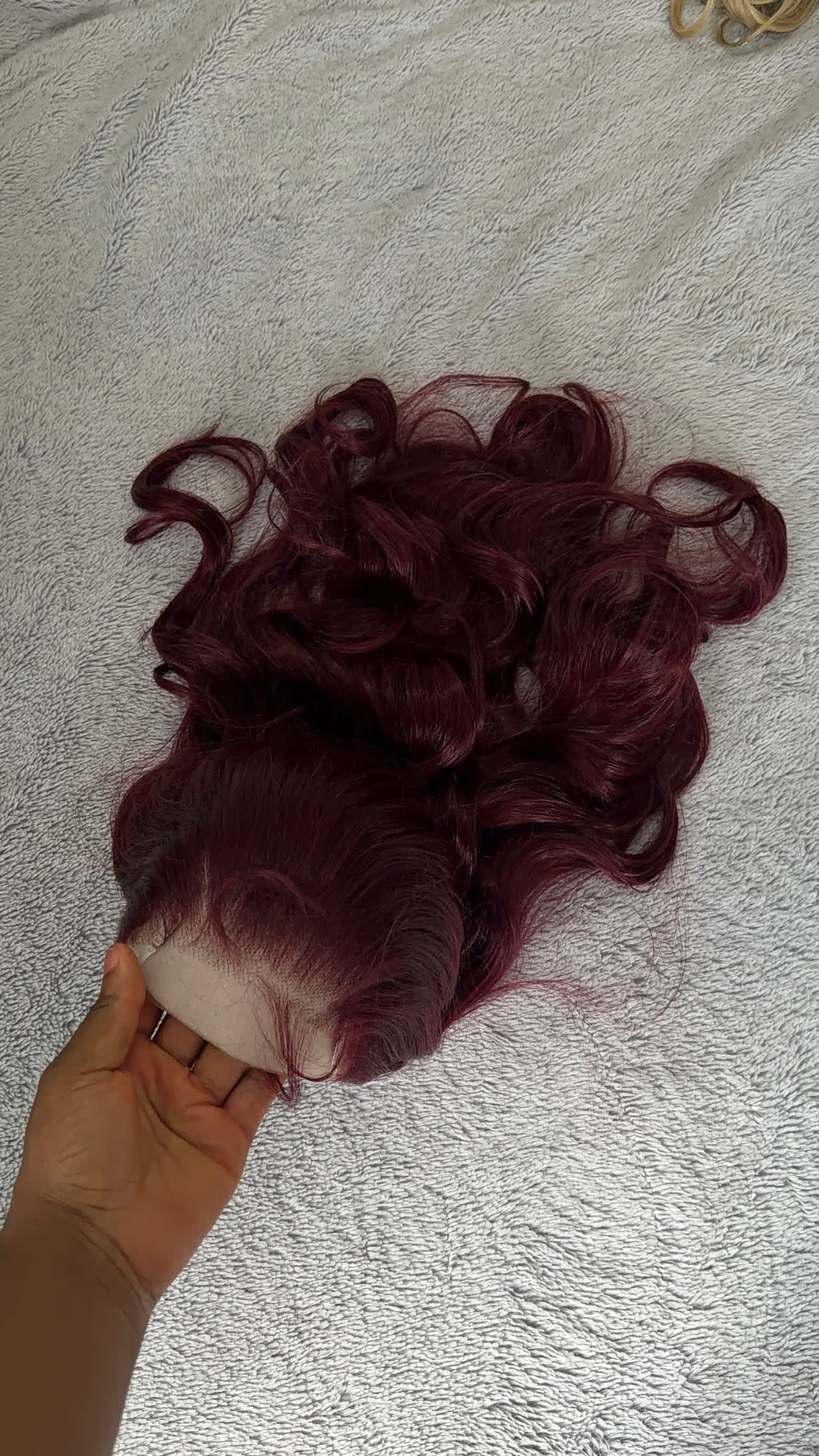 7.5 Closure Lush curls Wine red with illusion HD lace