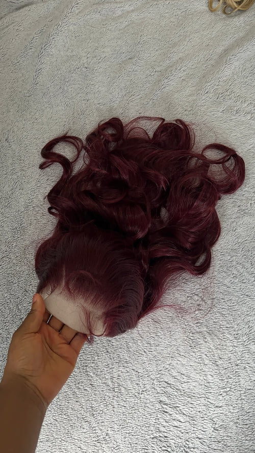 7.5 Closure Lush curls Wine red with illusion HD lace