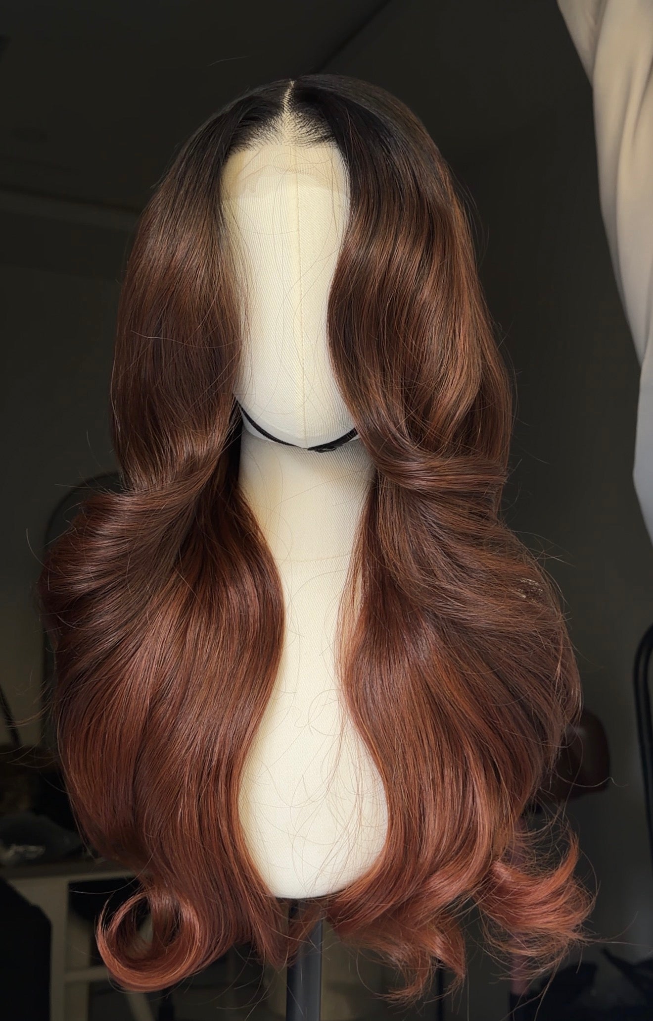 Auburn Wavy with illusion HD lace