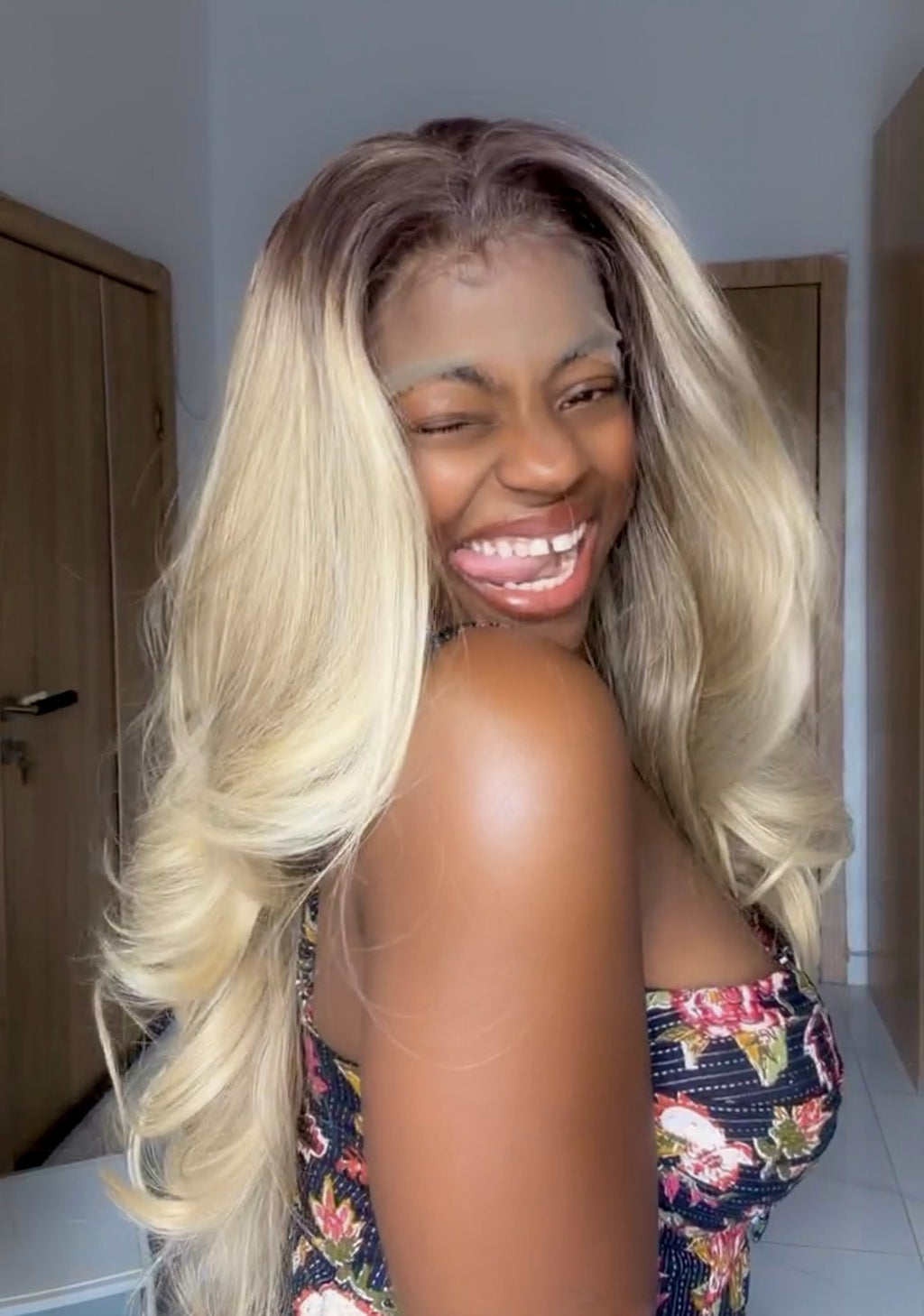 Lush curls Blonde with HD illusion lace